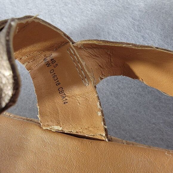 Korks Kork Ease Sherlyn Wedge Sandals 40.5 US 9 Gold Leather Platform Strap - Picture 8 of 12